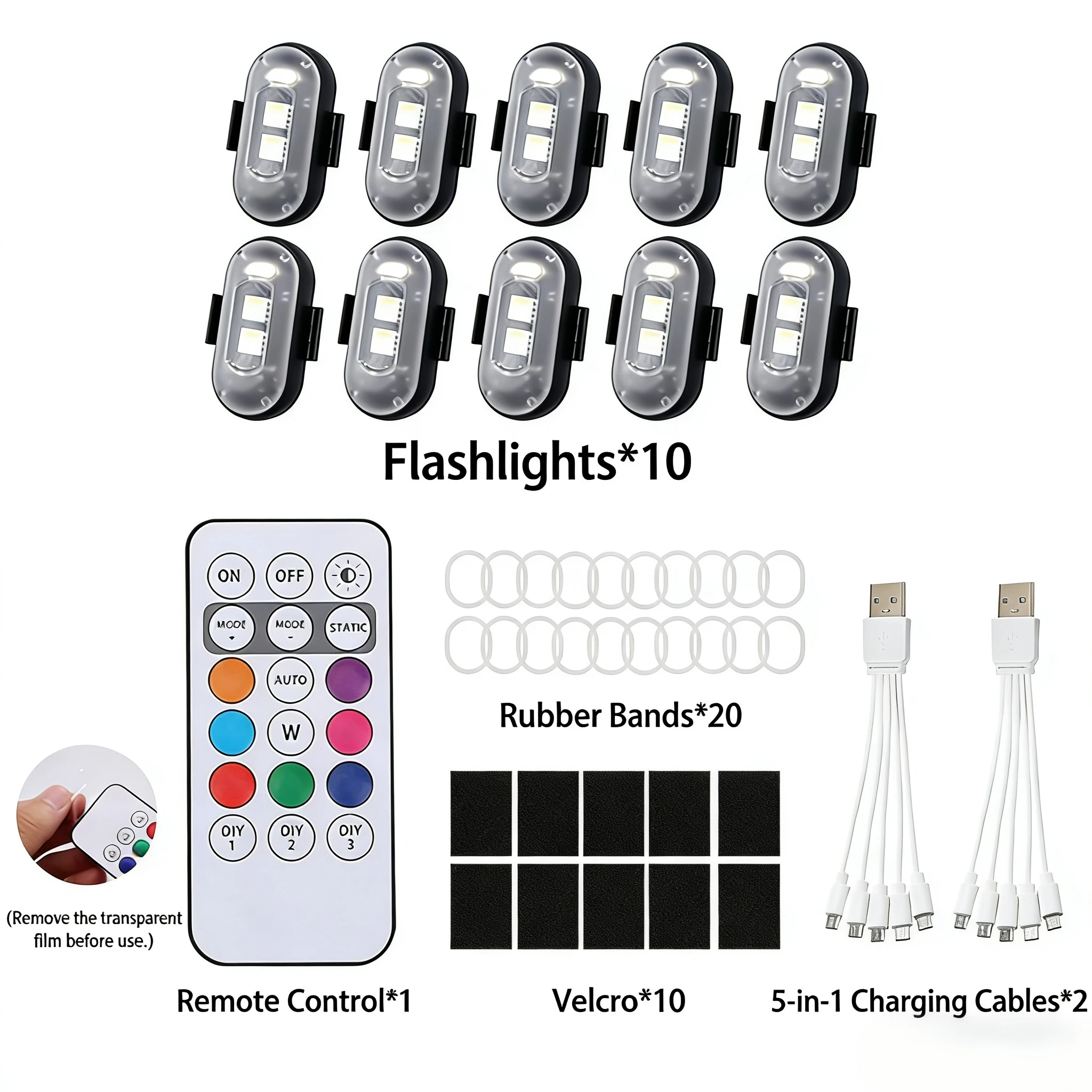 Oplaadbare RGB LED Stroboscooplamp met Lange Levensduur, Draadloze Waarschuwings Positielamp voor Accessoires van Vliegtuig, Helikopter, Motor en Auto Snelladen Meerkleurige ModusEnergiebesparing
