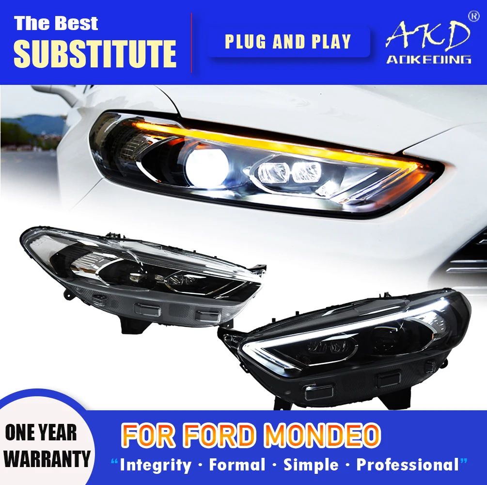 

AKD Head Lamp for Ford Mondeo Fusion Headlight 2013-2016 Headlights Mondeo DRL Turn Signal High Beam Angel Eye Projector Lens