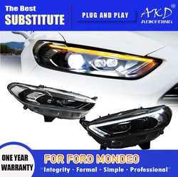 AKD Head Lamp for Ford Mondeo Fusion Headlight 2013-2016 Headlights Mondeo DRL Turn Signal High Beam Angel Eye Projector Lens