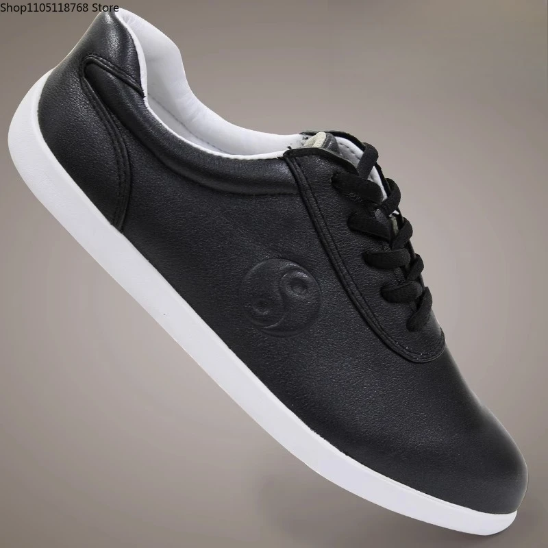 รองเท้ากังฟูไทเก๊กหนังแท้ รองเท้าศิลปะการต่อสู้ รองเท้าผ้าใบ หนังวัวนุ่ม ระบายอากาศได้ดี สวมใส่สบาย