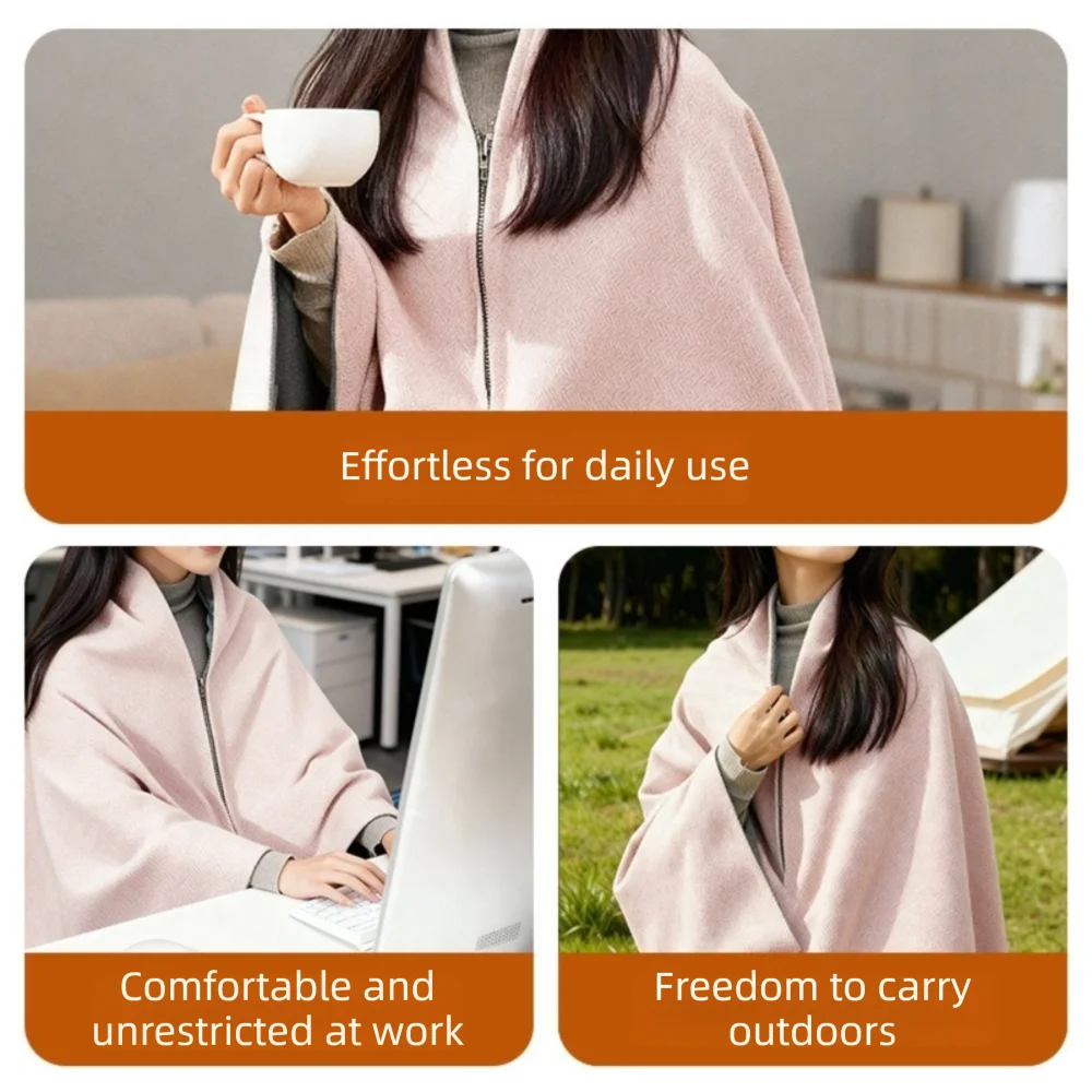 الموضة المحمولة USB بطانية تسخين كهربائي يمكن ارتداؤها قابل للغسل الاحترار شال 3 مستويات التدفئة غطاء الساق مكتب/المنزل/التخييم #3