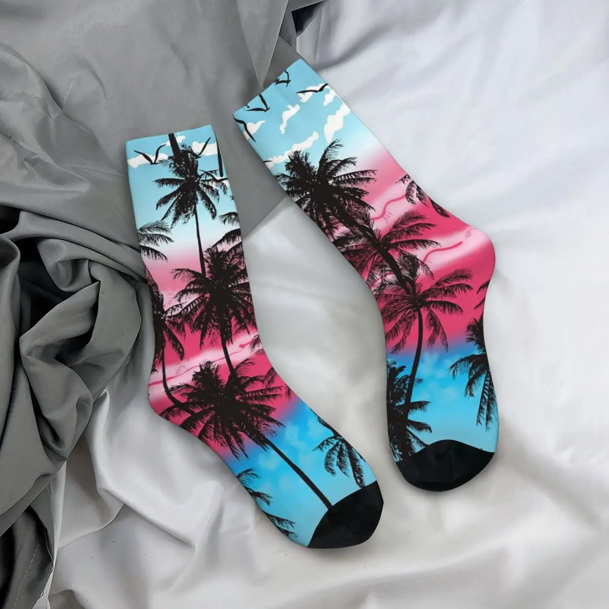 

Всесезонные чулки для экипажа, тропические носки с элементом кокосовой пальмы, длинные носки в стиле Харадзюку, аксессуары для мужчин и женщин, подарок на день рождения
