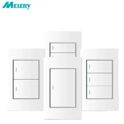 Melery White 16A 120*72 US Brazil Italy Light Switch,PC Panel 1/2/3gang 1/2way Switch on Off,Wall Electrical Outlet for Home