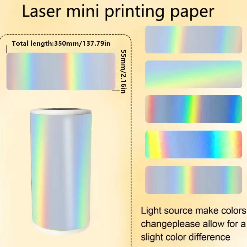 Holographic Laser Thermal Paper 57mm x 3.5m, Compatible with Phomemo T02/M02/M03/M04 Peripage A6 Paperang