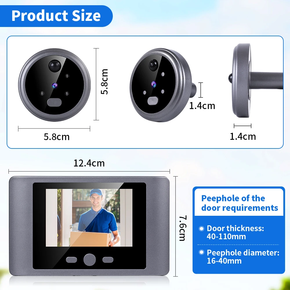 Digital Magic Eye Electronic Viewfinder Night Vision Safety Door Viewer Photo Recording Door Peephole Camera 2.8in LCD Screen