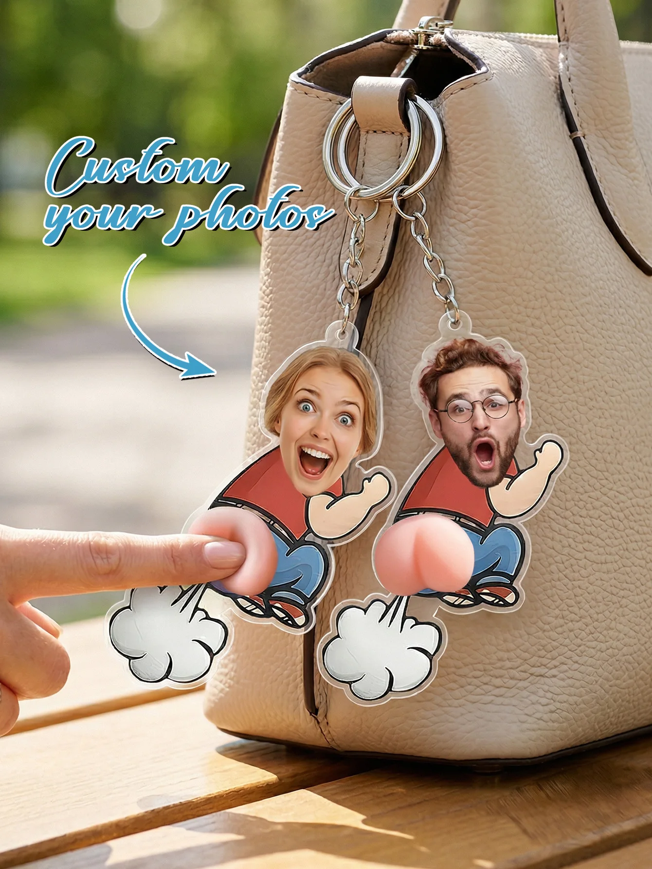 1pc Custom Photo Squishy Butt  Acrylic Keychain，Funny Gift,Backpack Charm,Car Keychain,Birthday,Party Favor