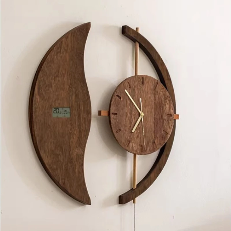 

Настенные часы в стиле Mid-Century Modern из массива дерева, ретро-декор для дома, легкая роскошь, креативные настенные часы, винтажный стиль, подвесные часы