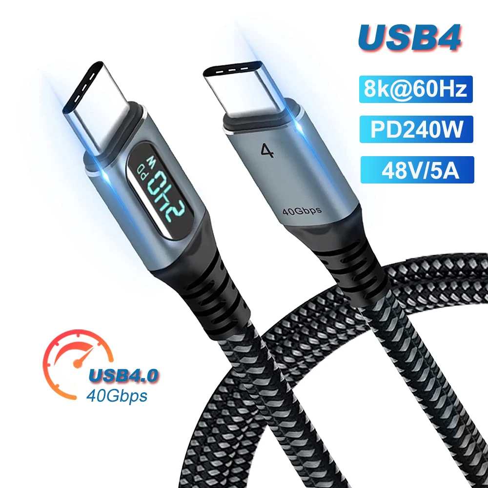 240W USB4 Cable Thunderbolt4 Video Kabel USB Type C to C Data Cable PD3.1 Fast Charging 40Gbps 8K@60Hz for Macbook iPad Switch