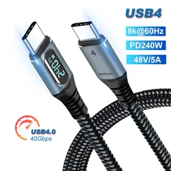 240W USB4 Cable Thunderbolt4 Video Kabel USB Type C to C Data Cable PD3.1 Fast Charging 40Gbps 8K@60Hz for Macbook iPad Switch