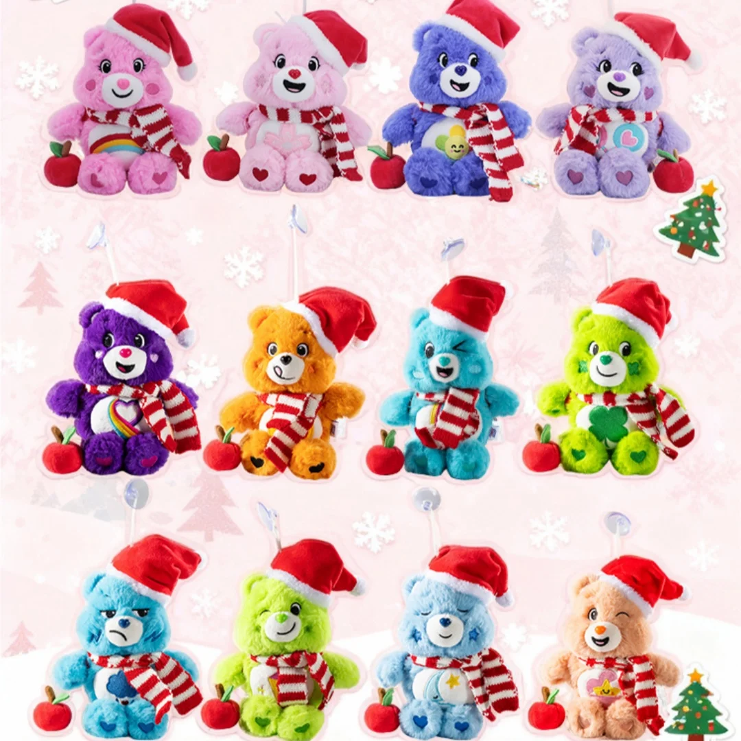 Care Bears 20cm Suction Cup Plush Pendant Santa Hat Scarf Bear Ornament Home Car Decor Xmas Hanging Doll Gift Christmas Decorati