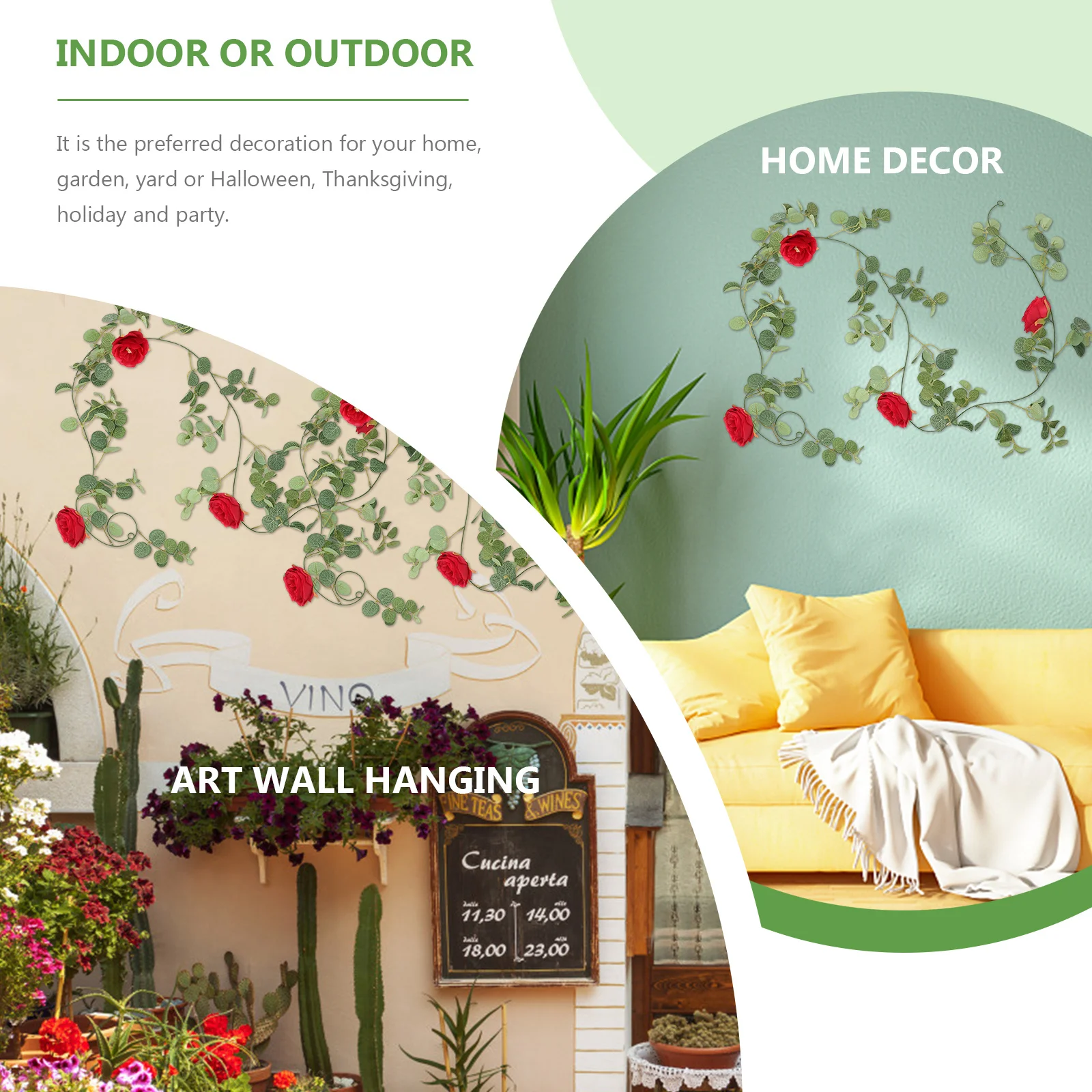 

Hanging Eucalyptus Garland Realistic Artificial Flower Vine for Wedding Doorway Banister Decor Lasting Lightweight