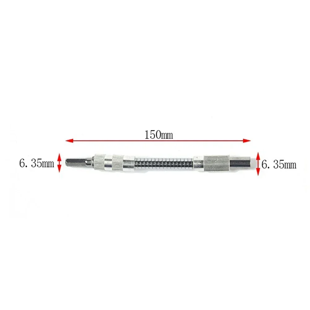 1pc Multi Electric Drill Screwdriver Bit Flexible Hose Cardan Shaft 1/4inch 6.35mm Connection Soft Metal Extension Rod Link Tool