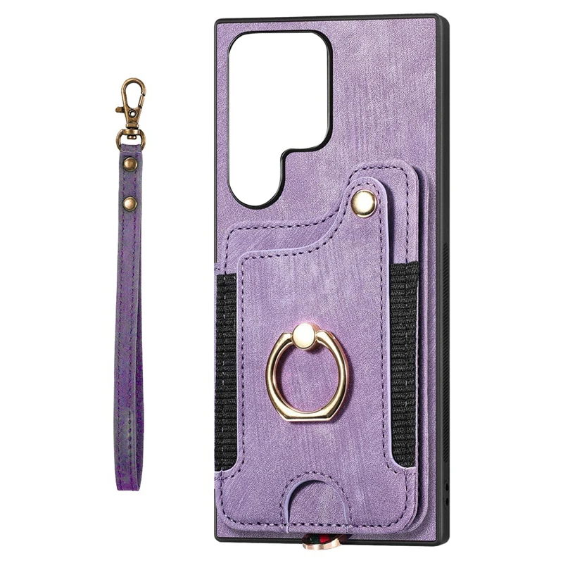 For Samsung Galaxy S24 Ultra Mobile Phone Case Leather Magnetic Wallet Card Slot Cover Fall Protective Cover Replacement Purple