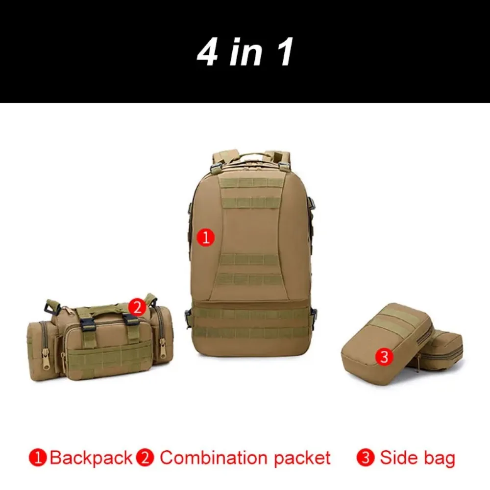 55L Big Capacity Actical Backpack Men Military Outdoor Hiking Trekking Backpack 4 in 1 Travel Climbing Bag Molle Sport Tactical