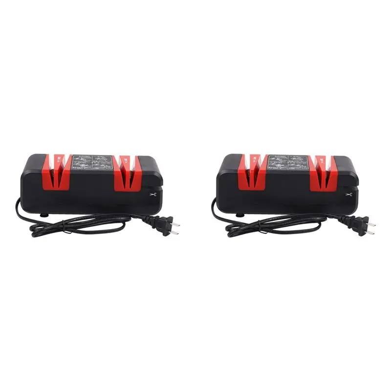 AT19-2X 220V Automatic Quick Knife Sharpener Household Electric Knife Cutter Sharpener Stone Magic Knife Sharpener-US Plug