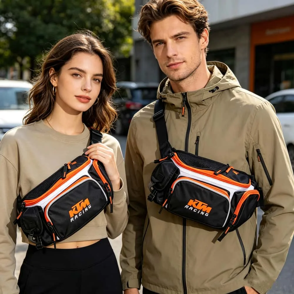 

HotSale Fashion KTM Unisex Chest Waist Bag， Portable Sling Fanny Pack for Motorcycle Riding Cycling Hiking Outdoor Travel Sports