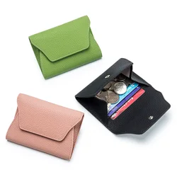Genuine Leather Simple Coin Wallets Card Holder Bag Case Portable Retro Cowhide Small Money Purse For Men Women Earphone Pouch