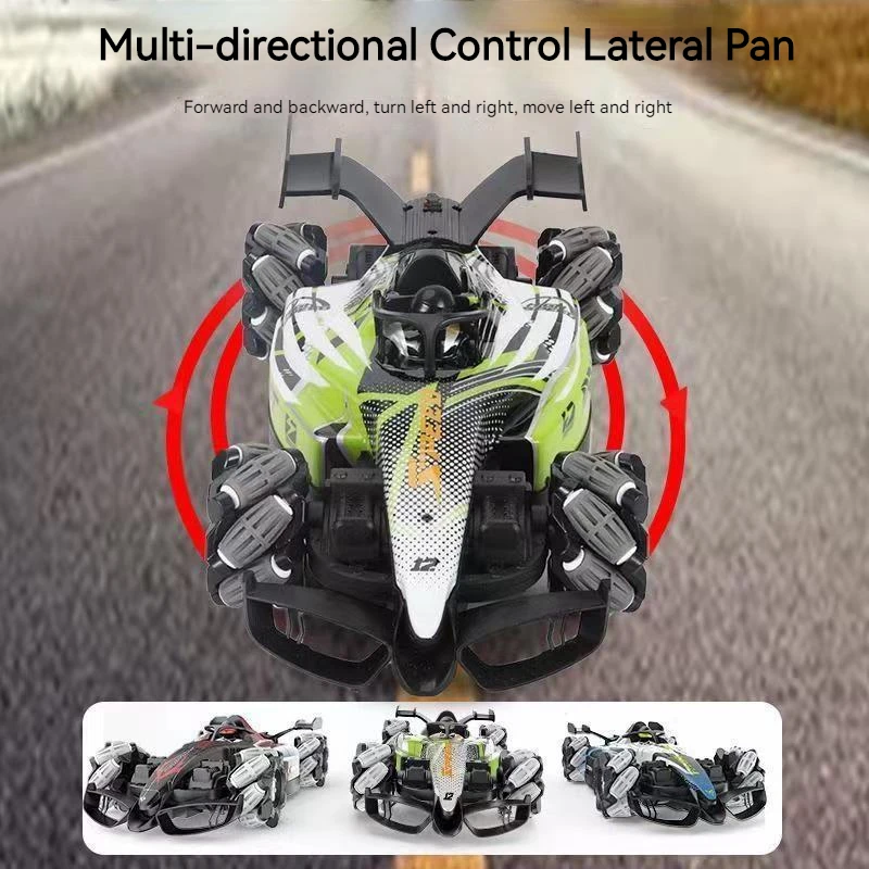 Dual Remote Control Off-Road Climbing Car 4WD RC Stunt Twist Car Gesture Sensor Watch Drift Atomizing RC Cars LED Light Kids Toy