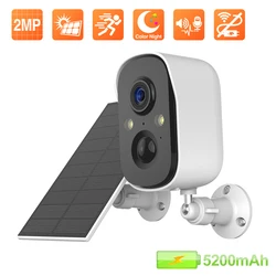 Techage 1080P Solar Camera Two-way Audio Record Color Night Vision Battery Powered Camera Wireless Security Camera P2P H.265