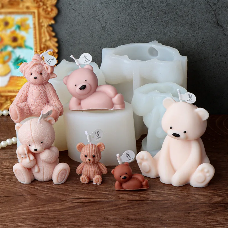 

3D Cartoon Bear Silicone Mold for Realistic Animal Scented Candles & Plaster Decor