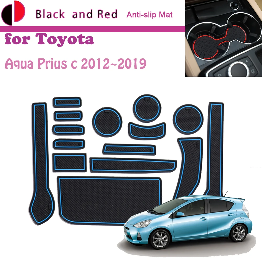 

Rubber Door Groove Mat for Toyota Aqua Prius c NHP10 2012~2019 2013 Cup Holder Cushion Gate Slot Coaster Dust-proof Sticker Auto