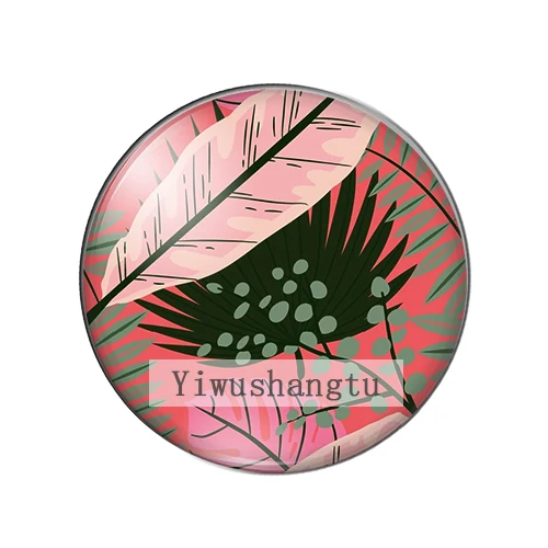 Image 5: Peintures de fond de plantes de feuilles tropicales rouges, photo ronde, cabochon en verre, démonstration, dos plat, résultats exécutifs, 12mm, 18mm, 20mm, 25mm