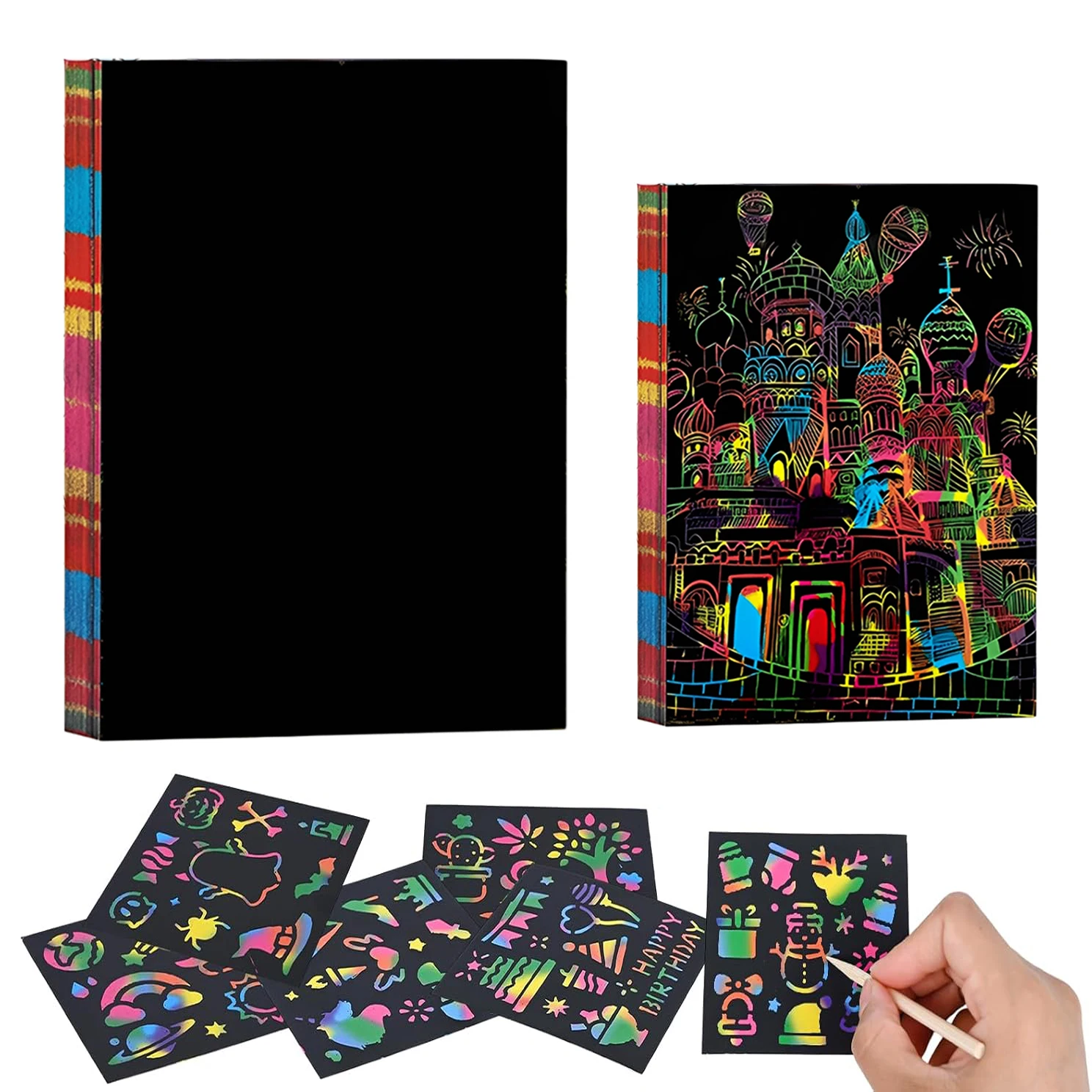 Bulk Pack of Black Coated Scratch Paper – for Coloring Alternative Gift Wrapping Embellishments Office Desk Creative Breaks TMZ