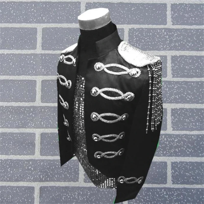 พนมเปญพู่ผู้ชายชุด Designs Masculino Terno เวทีนักร้องชาย Blazer เสื้อผ้าเต้นรําสไตล์ดาว Punk STAND COLLAR