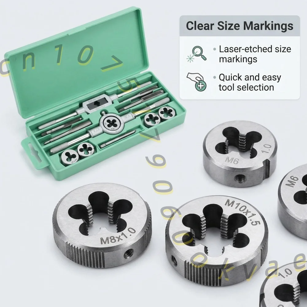 12PCS Tap and Die Set Metric Threading Tool Kit for Metalworking & DIY Projects