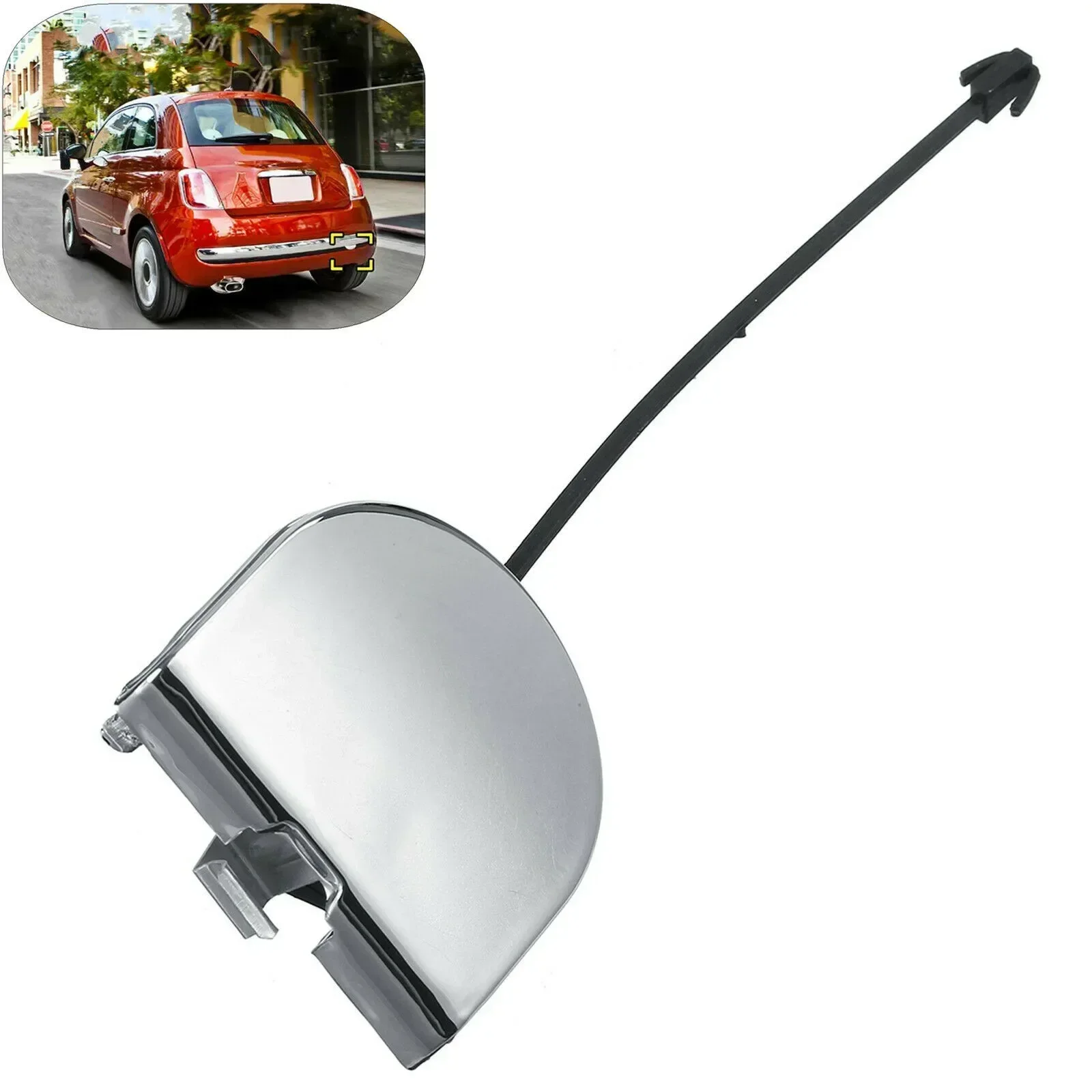 1 шт., крышки фаркопа для заднего бампера автомобиля, крышка для 500 07-12, крышка для буксировочной проушины заднего бампера, хром 735455393   Автозапчасти для экстерьера