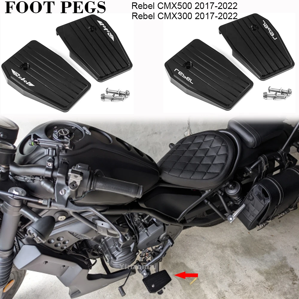 

For Honda Rebel CMX500 CMX 500 300 CMX300 Rebel500 2017-2022 Motorcycle Billet Wide Foot Pegs Pedals Rest Footpegs Footrest