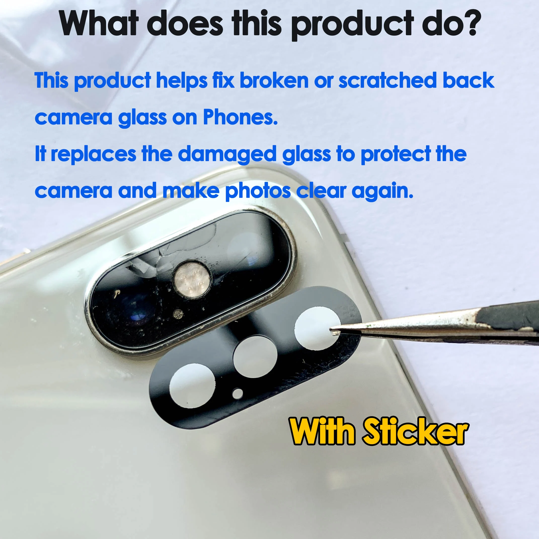 5 Juegos de repuesto nuevo de cristal de cámara trasera para iPhone 16 15 14 13 12 11 pro max X Xs Max Xr Plus Kits de reparación de lentes de cámara rotas