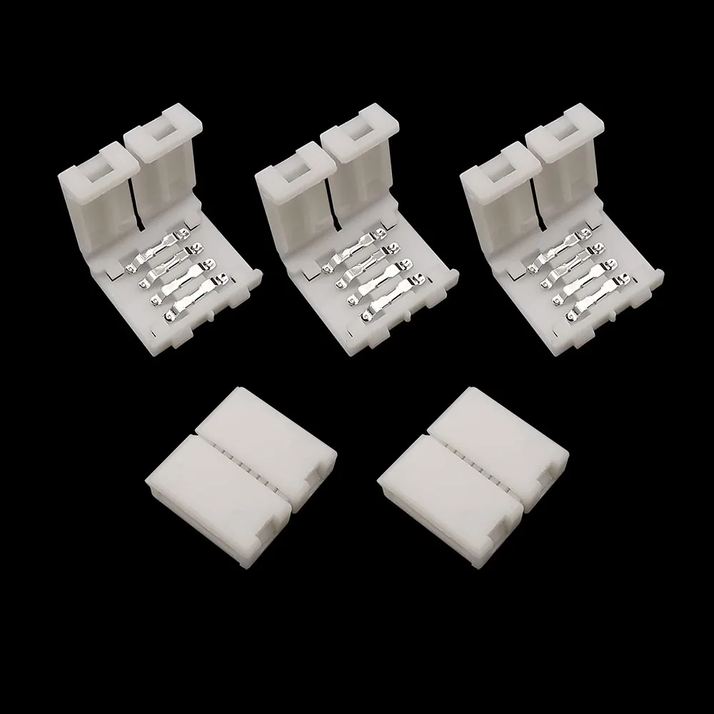 5Pcs Rgb Led Strip Solderless Snap Connector 4 Pin 10Mm Voor Aansluiting Extension 5050 3528 Led Rgb strip Licht