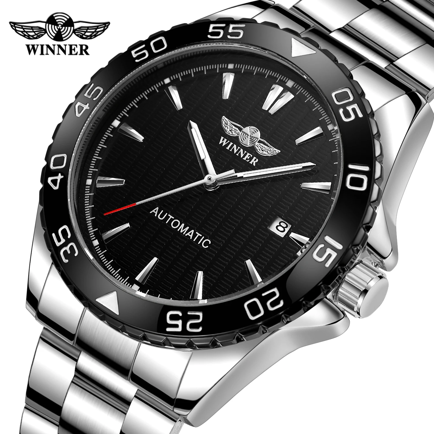 Winner Retro Classic Design Calendar Men\'s Fashion Stainless steel strip Automatic Mechanical Watches Top Brand Luxury Relogios