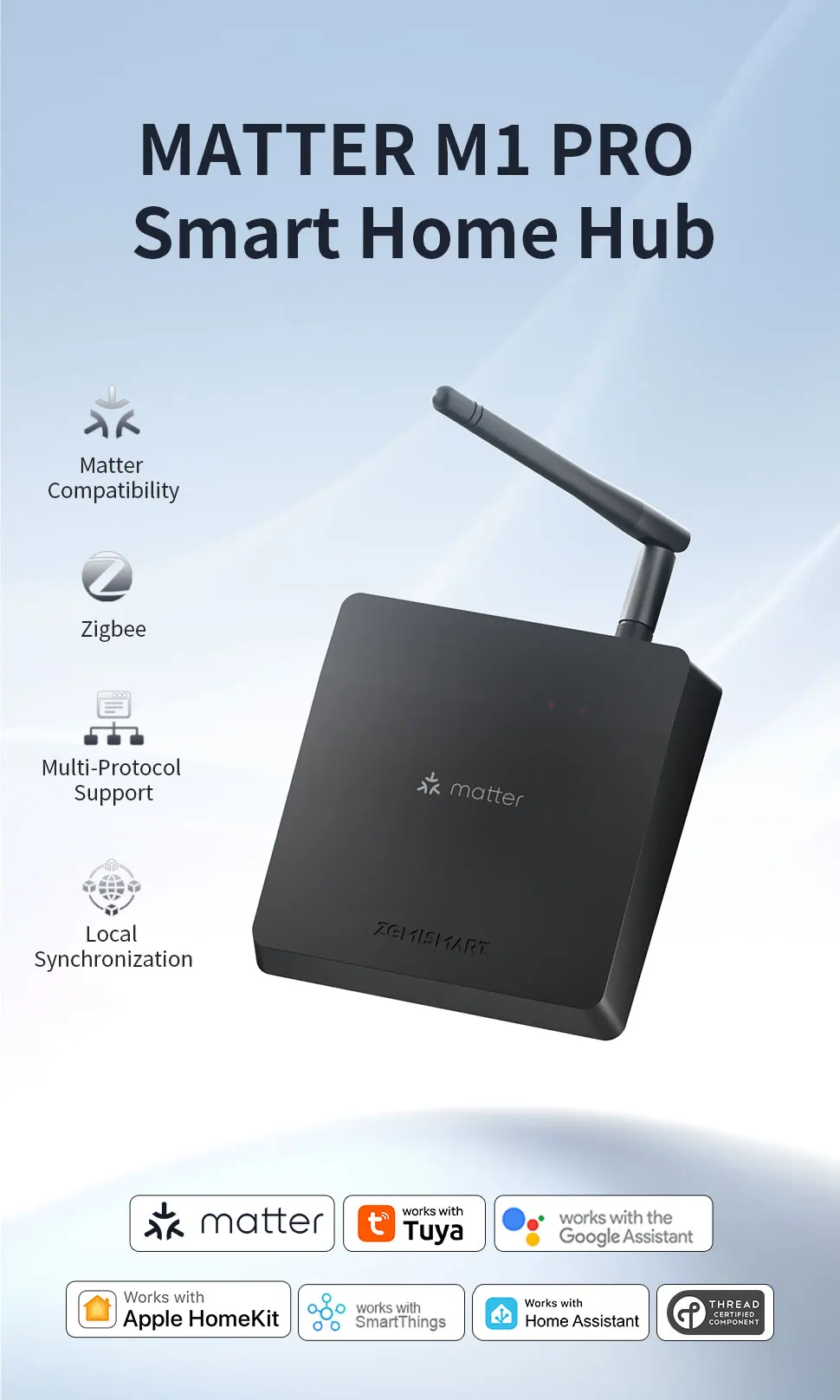 Zemismart Matter Thread Zigbee Gateway mit IR-Steuerung Smart Home Bridge Hub Unterstützt Tuya Google Home SmartThings Homekit M1 Pro – Detail 1