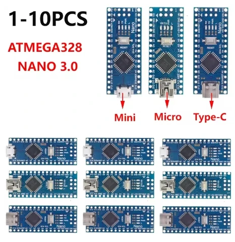 1-10PCS USB Nano 3.0 ATMEGA328P Mini / Type-C / Micro With the bootloader compatible Nano contro for arduino CH340 driver 16Mhz