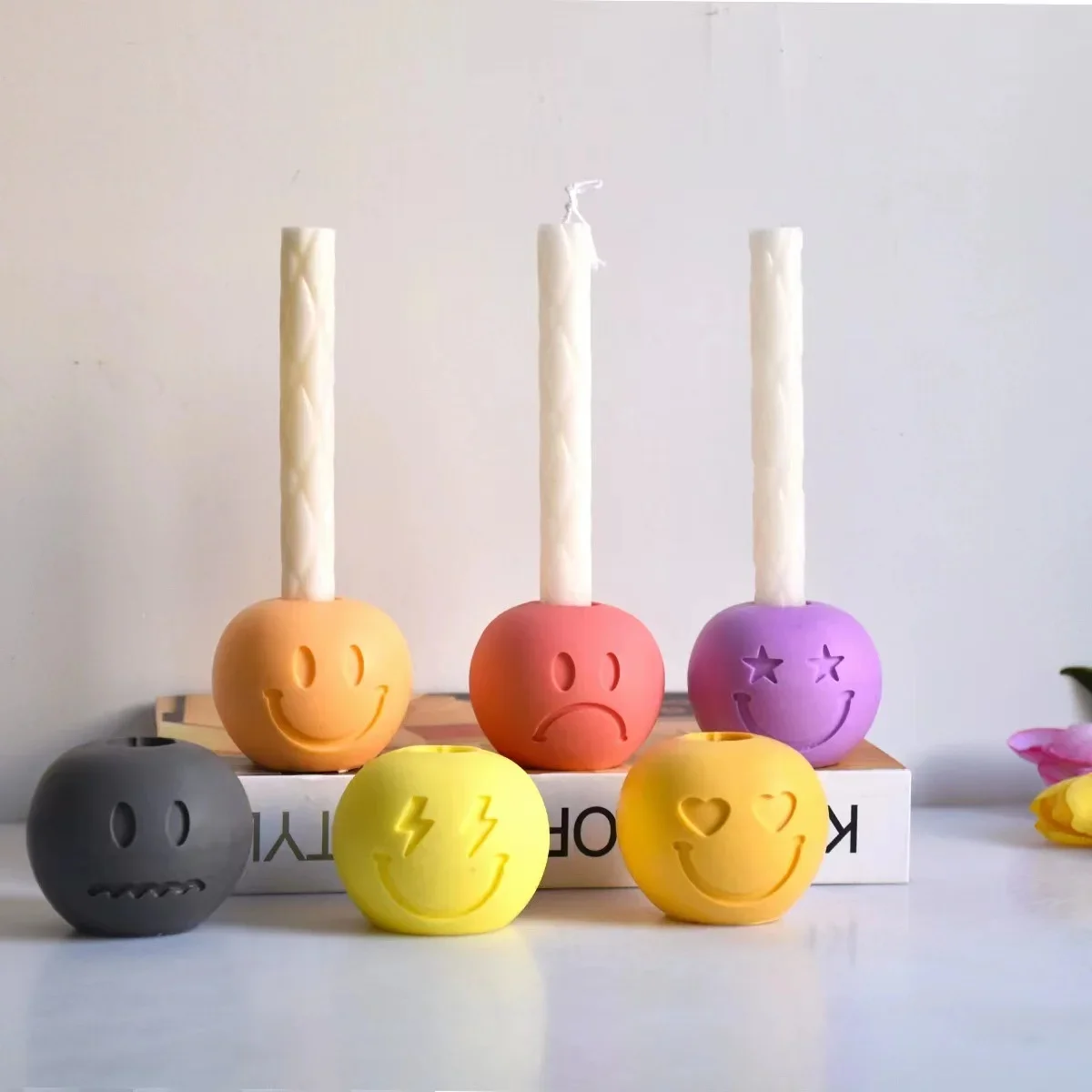 DIY Apple Expression Candle Holder Mould Homemade Concrete Gypsum Candle Container Mold Candlestick Casting Silicone Mould Home