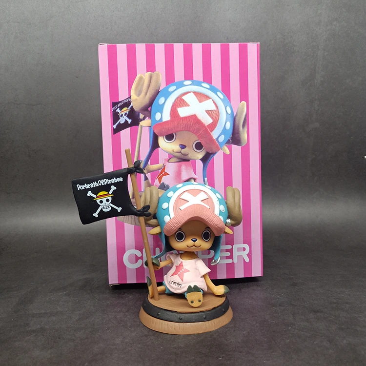 10cm Anime Character Integrated Tony Chopper Sitting Position Wooden Bucket Joba Action Picture 15th Anniversary Series Children