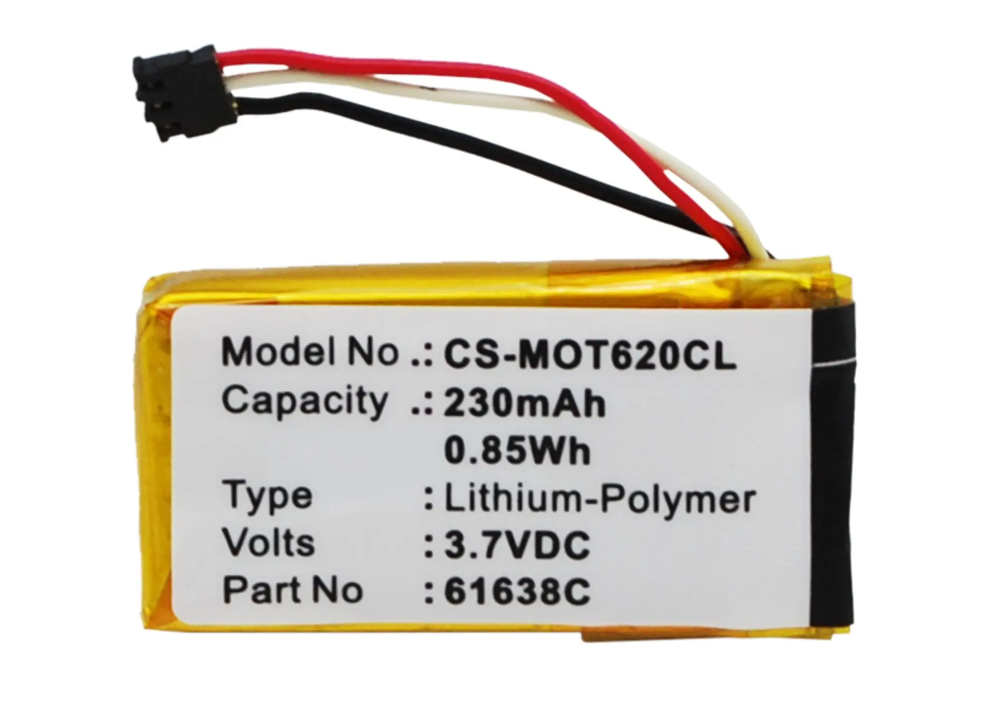CS Replacement Battery for Motorola DECT 6.0,IT6,IT6-2,Motoactv PN:61638C,SNN5904A 230mAh / 0.85Wh