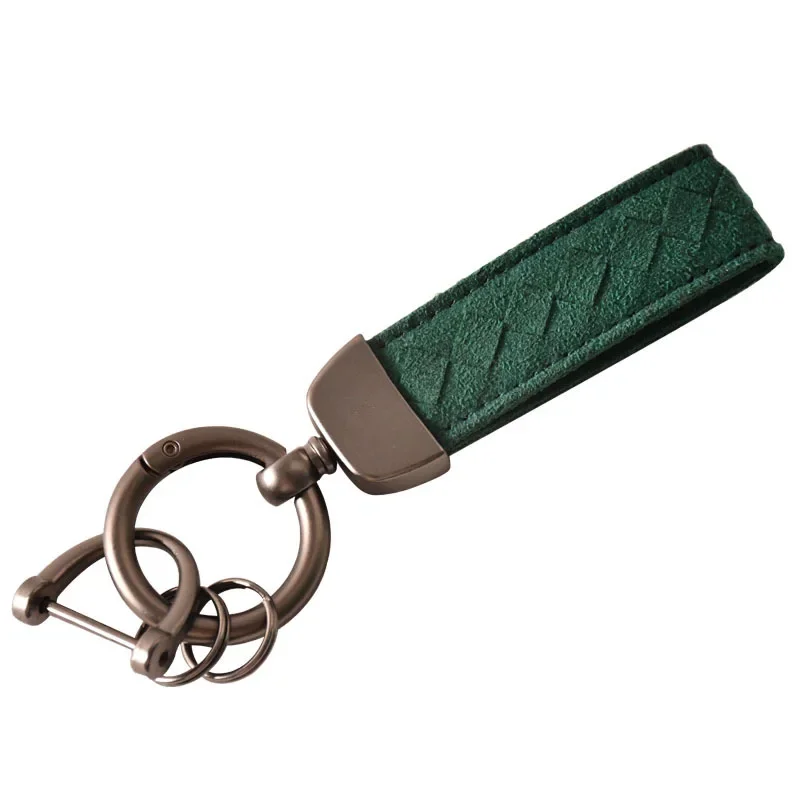 Custom LOGO Microfiber Braid Leather Keychain for Men and Women Retro Vintage Car Logo Metal Key Chain Laser Engrave Keyring