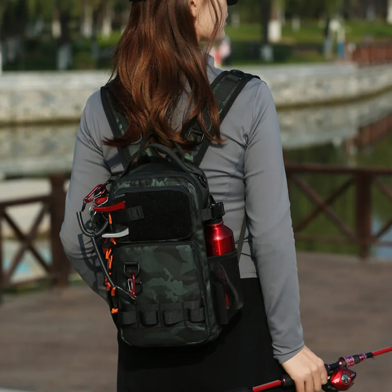 

Multi-functional Fishing Lure Backpack with Rod Holders Chest Bag Outdoor Hiking Shoulder Camping Climbing Rucksack