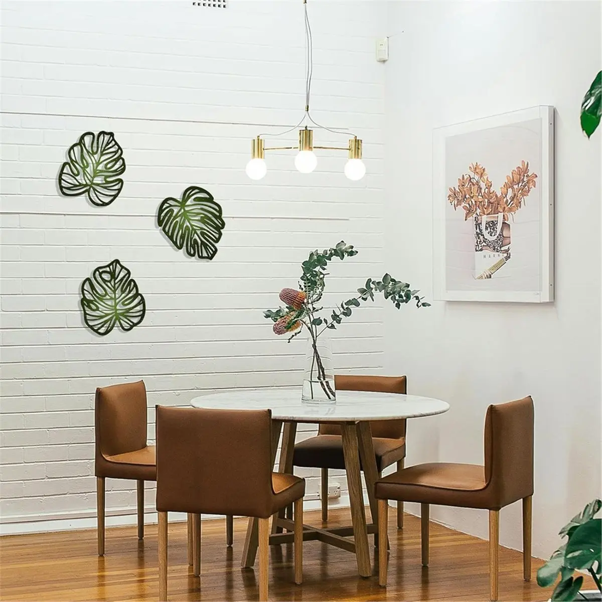 

2026 Новый Деревянный Настенный Декор Пальмовых Листьев, 3 Шт. Тропический Настенный Декор Джунглей, Деревянные Натуральные Листья Растение Настенный Декор Зеленый