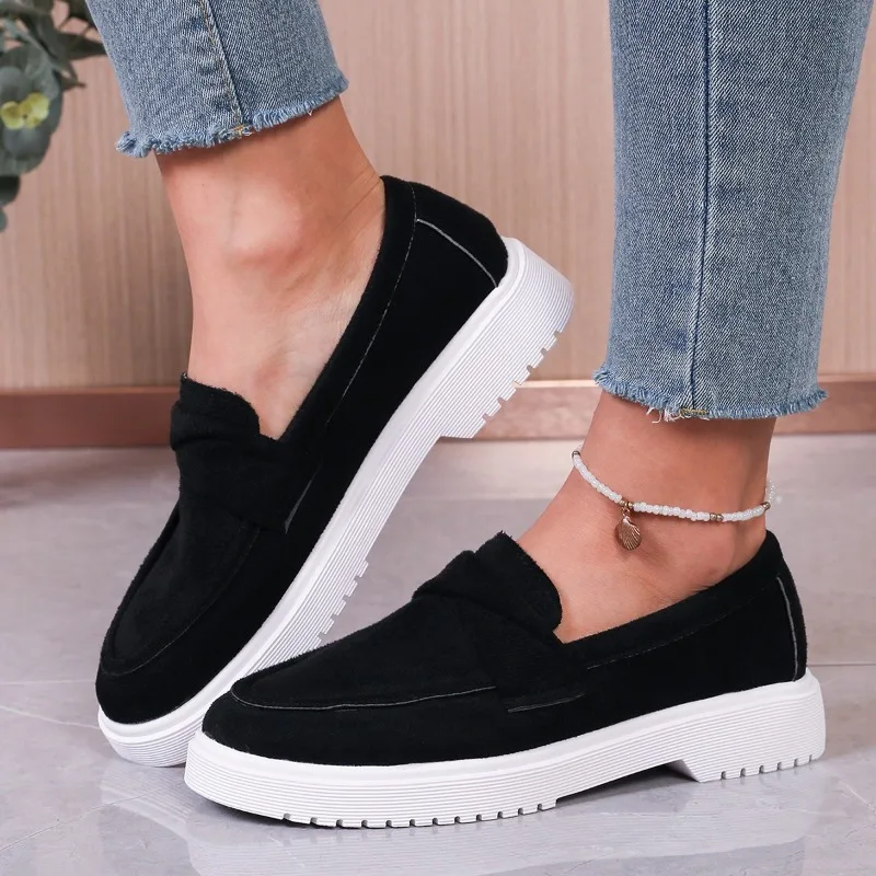 Chaussures pour femmes nouveau printemps sans lacet chaussures plates pour femmes semelle souple confort chaussures plates décontractées dames en plein air bout rond mocassins 2025