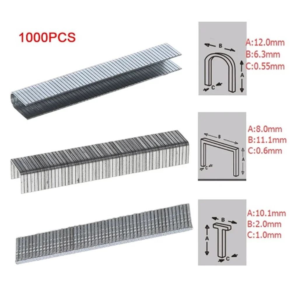 Kuku Staples kualitas tinggi, alat kemasan rumah tangga baja perak bentuk T furnitur kayu bentuk U 12mm/8mm/10mm