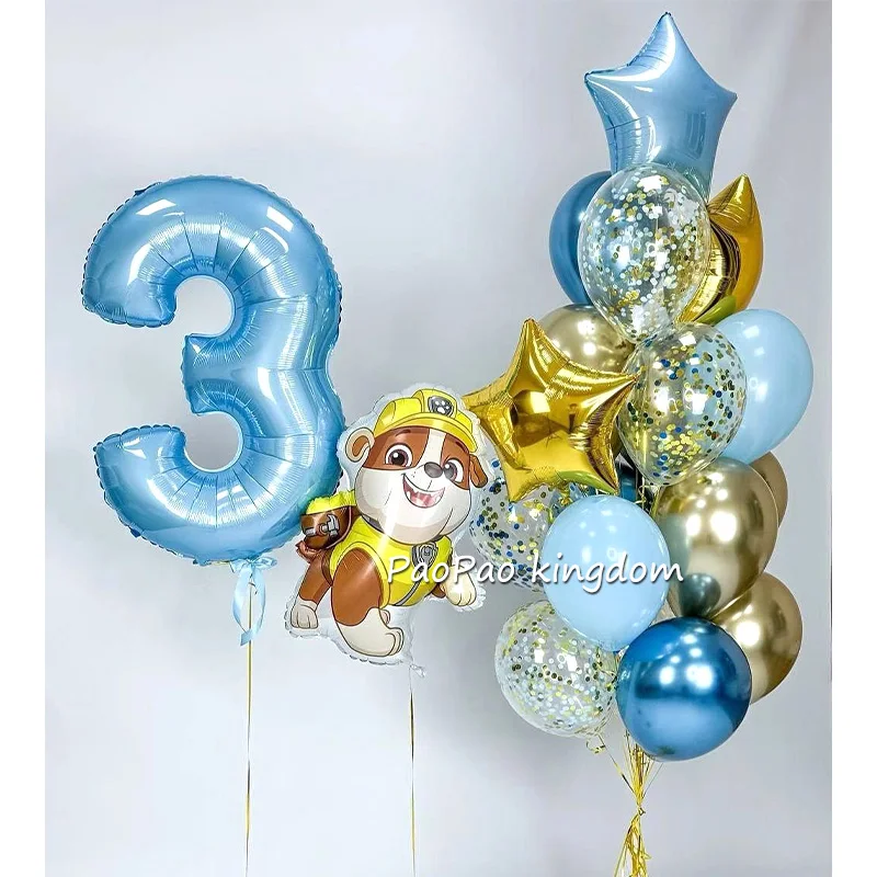 Globos de Papel de Paw Patrol, Número 1-9, Ramo de Globos, Decoración para Fondo de Fiesta de Cumpleaños, Globos
