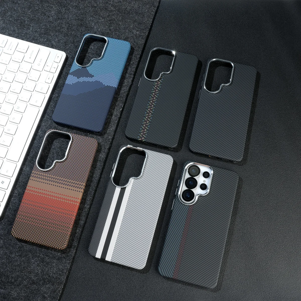 Busienss Carbon Fibre Kevlar Pattern Wireless Charging Case For Samsung S26 Ultra S25 S24 Ultra for MagSafe Anti-drop Slim Cover