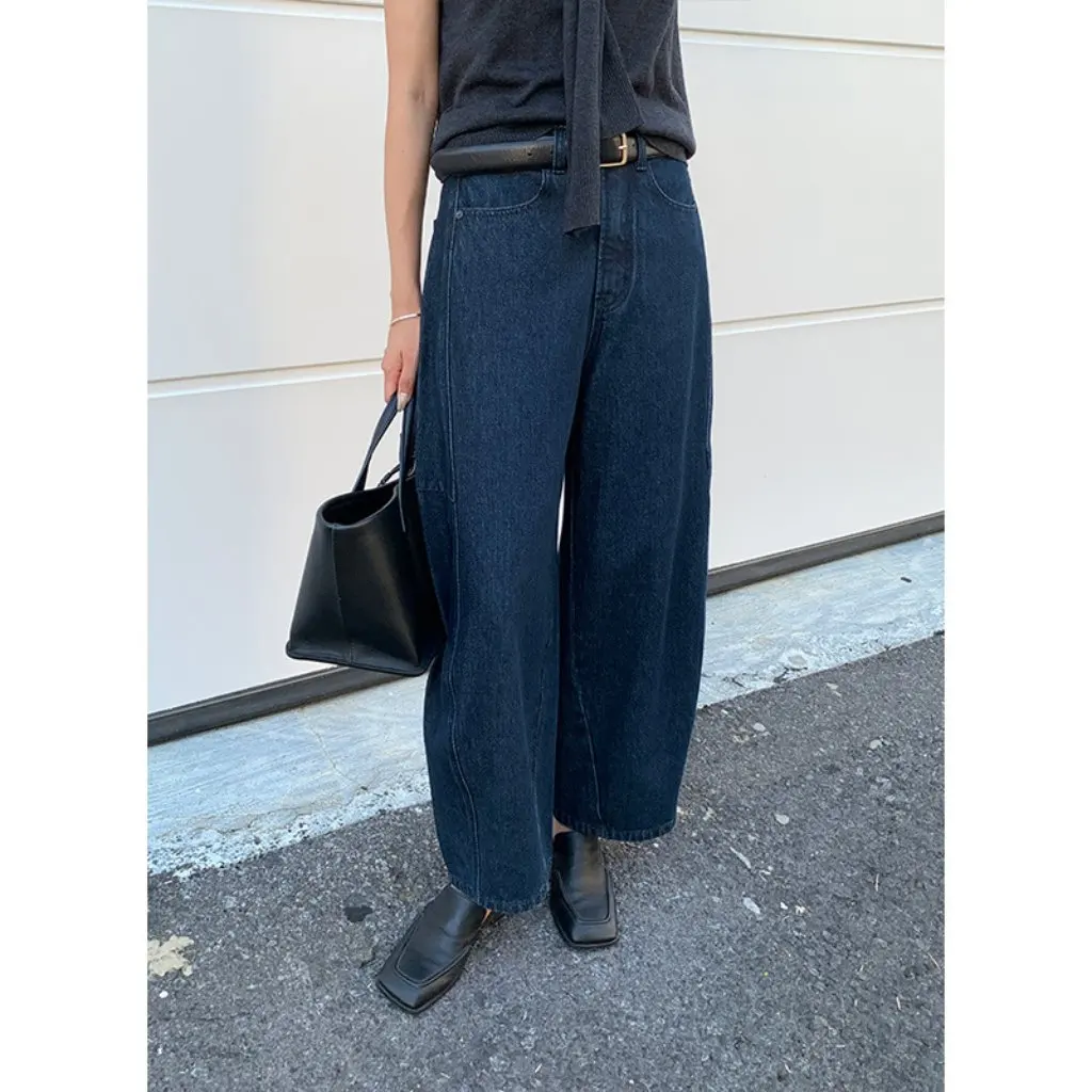 

Mulan классические свободные джинсы в форме кокона с высокой талией, повседневные длинные брюки, женская мода, осенний новый стиль 55077