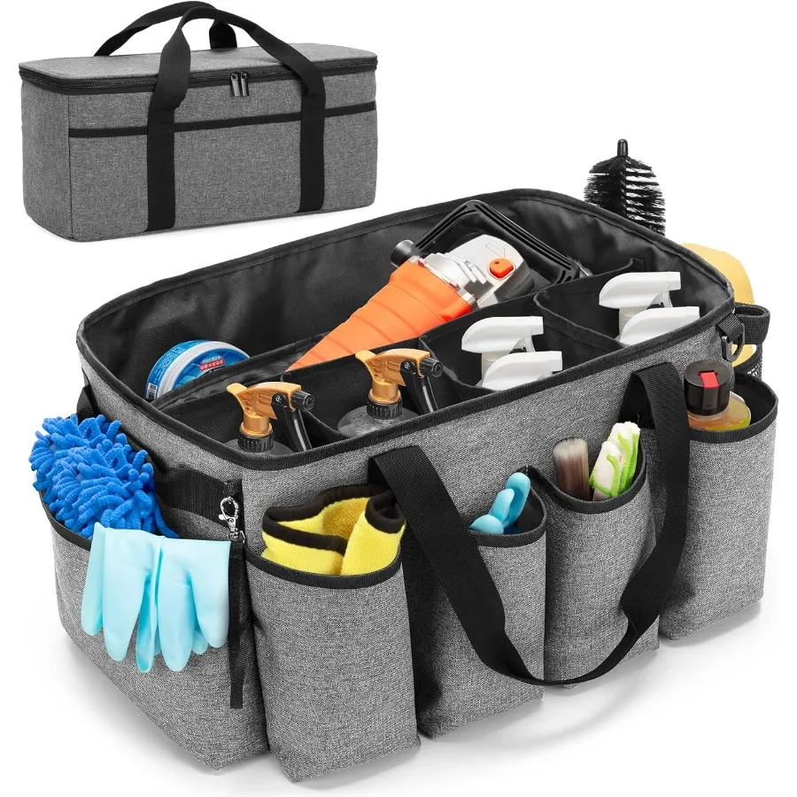 

Detailing Bag with Polisher Carry Bag Large Detail Car Care Box for Auto Detailing Supplies Car Wash Caddy Trunk Organizer for