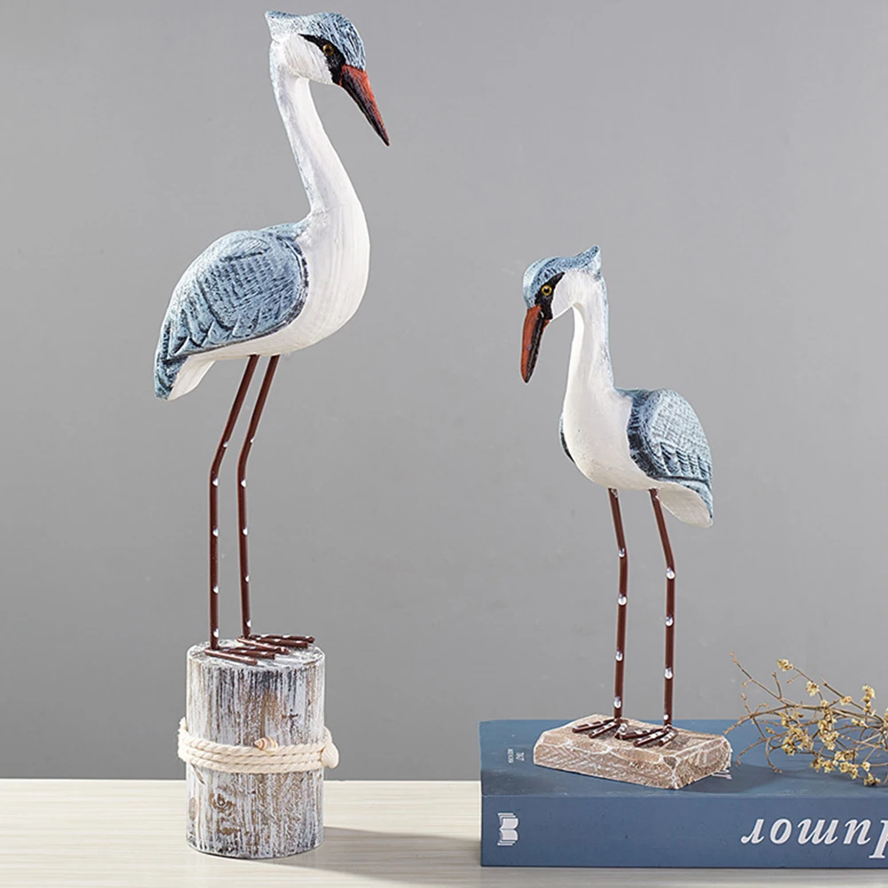 

2 pcs Seagull Ornaments Realistic Wooden Decor Desktop Coastal Bird Adornment Creative Animal Figurines Home Kids Room