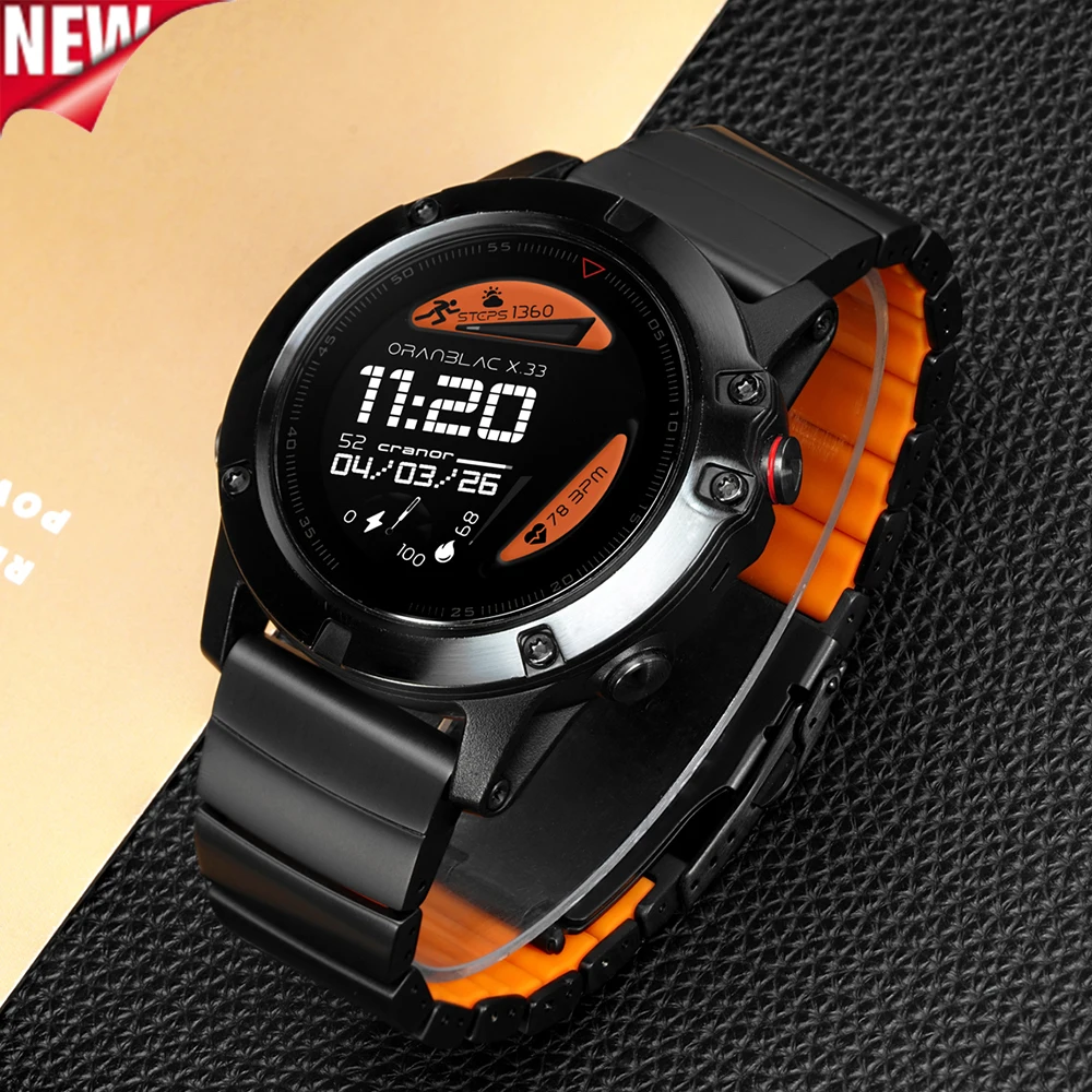 22/26mm Titanium Metal+silicone Band for Garmin Watch Fenix 8 7 6X 7X Pro Tactix 7 Strap for Forerunner 265/255/970/965 Bracelet